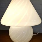 Murano Witte Swirl Mushroom Lamp, Jaren 70 thumbnail 4