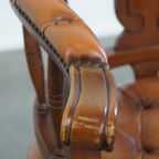 Klassieke Rundleren En Houten Chesterfield Bureaustoel In Engelse Stijl, Afgewerkt Met Siernagels thumbnail 11