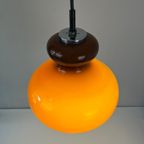 Midcentury Hanglamp Bruin Opaline, Chroom - Peill & Putzler thumbnail 6