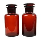 Echte Oude Apotheker Potten Medische Flessen Set Bruin Amber Glas thumbnail 11