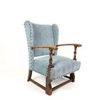 Vintage Fauteuil Nieuw Gestoffeerd Grijs Blauw Rookstoel thumbnail 2