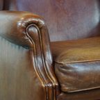 Mooie, Luxe En Comfortabele Engelse Stijl Schapenleren Oorfauteuil Met Een Prachtig Patina thumbnail 11