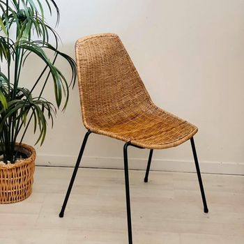 Vintage Rotan Stoel Bureaustoel Gian Franco Legler 1950s Stoel