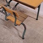 Vintage Industrieel Bureau Schoolbank Kindertafel thumbnail 6