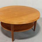 Vintage Mid Century Houten Salontafel, Rond thumbnail 10