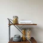 Vintage Mid Century Trolley / Serveerwagen Van Hout En Chroom thumbnail 3