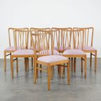 Leuke, Gezellige Set Van 8 Vintage Deens Design Eetkamerstoelen Uit De Jaren ’70 Met Mooie Licht thumbnail 2