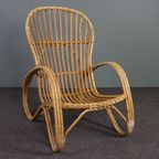 Zeldzame Rotan Fauteuil, Rohé Noordwolde 1950 thumbnail 2