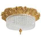 Barok Plafondlamp Messing Facet Geslepen Glas Plafonnière Franse Lelie thumbnail 3