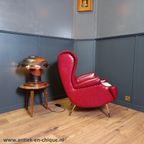 Rode Italiaanse Vintage Designfauteuil thumbnail 4