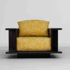 Italiaanse Mid-century Lounge Fauteuil In Zwart Hout En Gele Stof Door Carlo Bartoli thumbnail 2