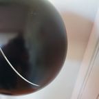 Grote 70's Zwarte Leeslamp / Staande Lamp Met Opengewerkte Kap. thumbnail 14
