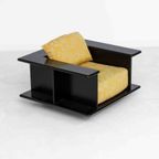 Italiaanse Mid-century Lounge Fauteuil In Zwart Hout En Gele Stof Door Carlo Bartoli thumbnail 8