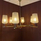 Teak & Messing Hanglamp Met Glazen Kapjes thumbnail 7