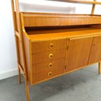 Teak Fineer Kast Uit Zweden Met Lades, Legplank En Uitschuifbare Plank thumbnail 11