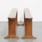 Stijlvolle Set Van 2 Antieke Franse Halbanken/ Bankjes Voor Aan De Eettafel thumbnail 6