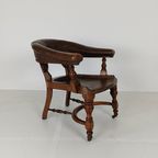 Victoriaanse Mahoniehouten Leren Bureaustoel thumbnail 4