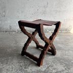 Brutalist Spanish Folding Stool With Leather Seat, 1960S thumbnail 14