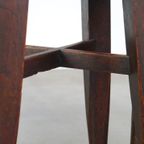 Set Van 2 Antieke Engelse Massief Eikenhouten Krukken/ Stools Met Een Vleugje Art Nouveau Stijl. thumbnail 9
