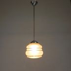 Art Deco Hanglamp Met Roze Glazen Kap, Jaren 30 thumbnail 6