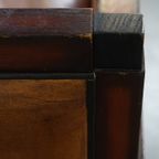 Geweldige Schapenleren 2 Zits Art Deco Design Bank Met Hout En Met Zwarte Biezen thumbnail 9