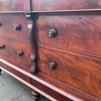 Antiek Engelse Mahonie 8 Ladenkast - Dressoir 180 Cm Breed thumbnail 3
