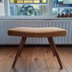 Vintage Ronde Metalen Kruk Met Lederen Patchwork Bekleding thumbnail 9