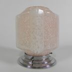 Art Deco Plafondlamp Met Roze Gewolkte Kap thumbnail 2