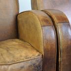 Comfortabele Set Vintage Schapenleren Design Fauteuils/ Armchairs Met Mooie Kleuren thumbnail 12