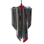 Space Age Design / Pop Art - Chromed And Red Inside - Hanging Pendant - Polished Tubes thumbnail 6