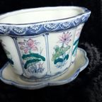 Vintage Schelprand Ovaal Bloempot Met Opvangbakje Zen Look Bonsai Boompje thumbnail 9