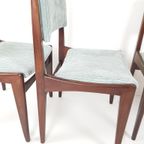 4 Vintage Stoelen Licht Blauwe Rib Nieuwe Stof | Gestoffeerd thumbnail 12
