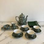 Prachtig  Groen Calico Burleigh Staffordshire England Thee Set! thumbnail 2