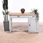 Vintage Bureau Hout | Oud Bureau | Houten Bureau Grijs thumbnail 11