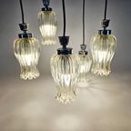 Vintage - Cascade - Messing Hanglamp Met 5 Glazen Kelken - 60'S thumbnail 7