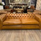 Chesterfield Bank 3,5 Zits Cognac Leer  Nieuw thumbnail 4