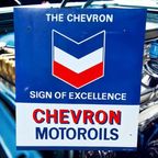 Xl Emaille Reclamebord Chevron Motoroil, Langcat Bussum️️⛽️ thumbnail 6