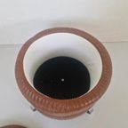 Vintage Mid Century Poef Bruin Met Chroom Poten thumbnail 5