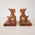 2 Vintage Boekensteunen Houten Hondjes Terrier Hond thumbnail 2