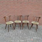 Vintage Houten Caféstoelen Met Stoffen Zitting thumbnail 2