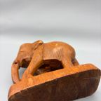 Houtsnijwerk Teak Olifant Op Sokkel thumbnail 5