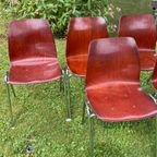 Set Van 6 Pagholz Stoelen Eetkamerstoelen Vintage thumbnail 5