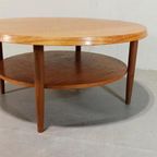 Vintage Mid Century Houten Salontafel, Rond thumbnail 14