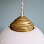 Art Deco Hanglamp In Wit Opaline Glas, 1920-30 thumbnail 6