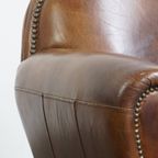 Set Van 2 Stijlvolle En Tijdloze Rundleren Design Fauteuils/armchairs Met Mooie Ronde Vormen thumbnail 4