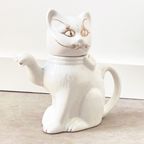 Vintage Witte Porseleinen Kat Koffiepot / Theepot thumbnail 3