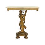 Oude Vergulde Console Met Cherubijn Marmer Hollywood Regency thumbnail 11
