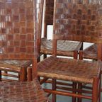 Set Van 6 Schuitema Eetkamerstoelen Uit De Shaker Collectie Met Gevlochten Leren Zitting En Rugle thumbnail 11