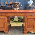 Teakhouten Bureau, Schrijftafel, Desk Afm. 150 X 64cm En 79c thumbnail 4