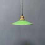 Groen Emaille Hanglamp Met Messing Armatuur thumbnail 3